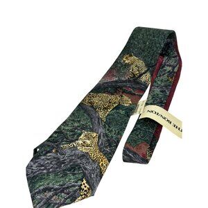 VTG 1995 Simon Combes "Solitary Hunters" Leopard Cheetah Tie NWT USA Made